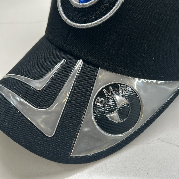 BMW Black Baseball Style Hat With Stitched Logo Adjustable OS Velcro Closure - Picture 6 of 12